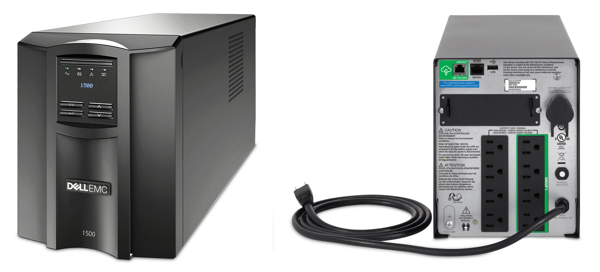 Dell DLT1500C - 1500va/1000w UPS - Tower - 120v NEMA 5-15 Input - 8 x NEMA  5-15 Outlets | Dell USA