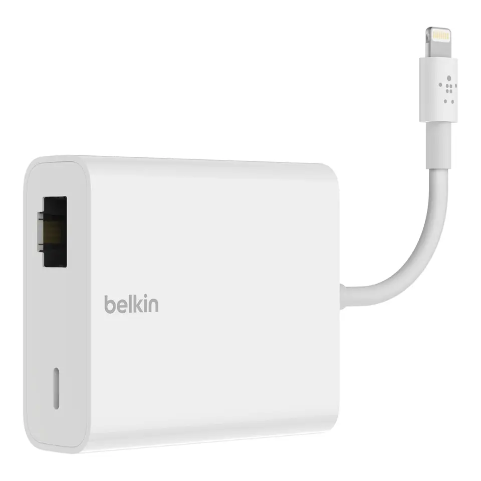 Belkin Lightning Ethernetアダプター Belkin Ethernet + Power Adapter with Lightning connector - Micro