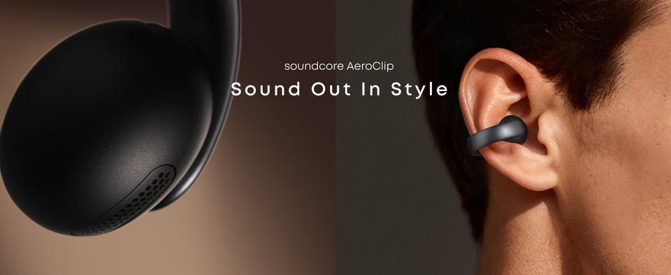 Soundcore AeroClip Open-Ear Earbuds, Champagne Mist, AI Clear