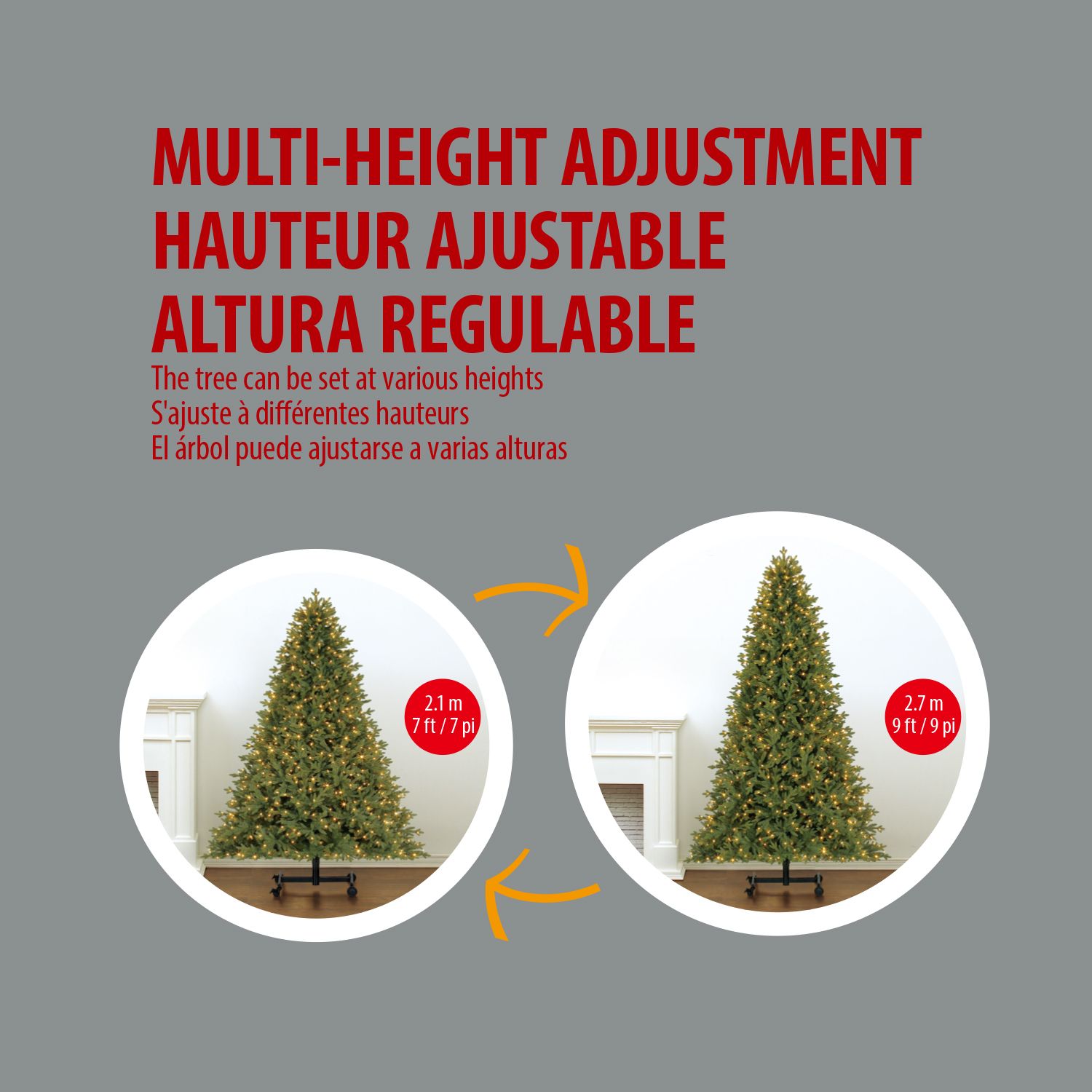 7′9′ Adjustable Grow & Stow PreLit LED Artificial Christmas Tree