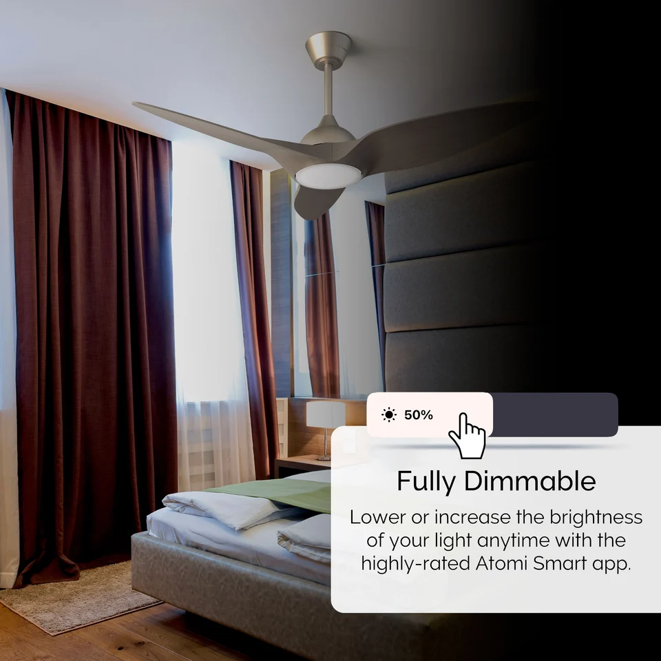 Dimmable feature of the smart fan inside a bedroom