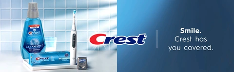Make your oral care routine full with Crest Pro-Health Clean Mint, iO toothbrush, Crest Pro-Health Clean Mint toothpaste and Glide.