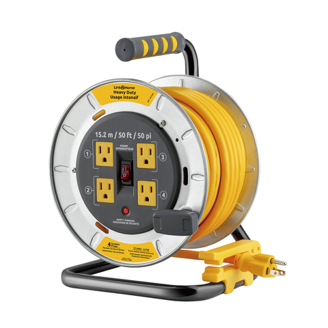 Product image of Link2Home 50 Foot Extension Cord Reel  in Yellow