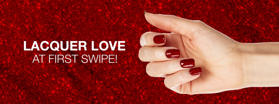 Banner featuring a hand model with polished, manicured nails.