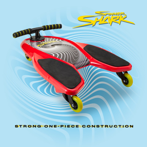 Kick-Push-Go Spinner Shark Kneeboard Ride On Fun Drifting for Boys and Girls New 