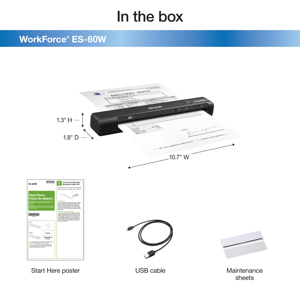 Epson Es 60w Lightweight Sheetfed Colour Wireless Document Scanner Staples Ca