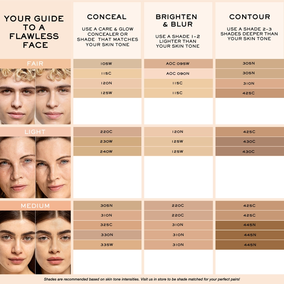 find your concealer shade - light to medium