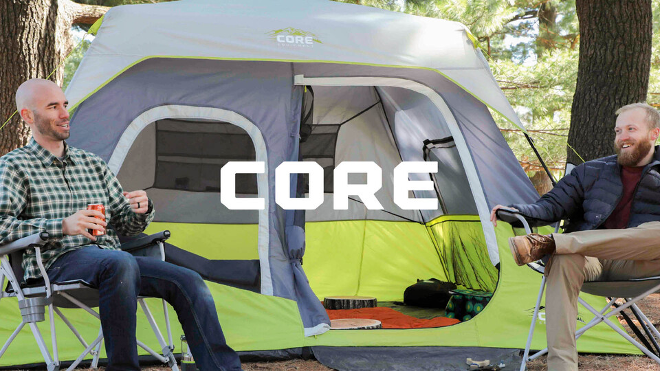 thumbnail video image 2 of CORE 11' x 9' 6 Person Instant Cabin Camping Tent, 23lbs, Light Gray, 2 of 11