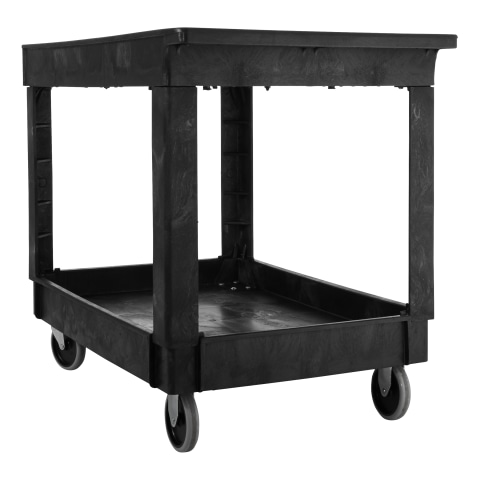 Rubbermaid Commercial Heavy-Duty Utility 2-Shelf Cart, Black