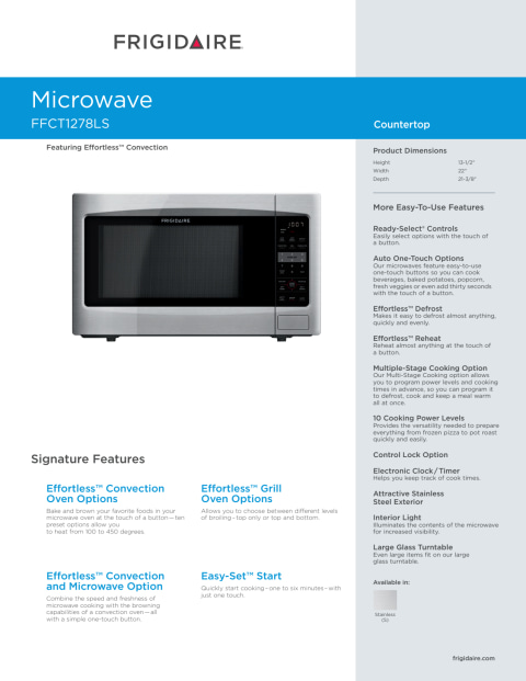 Frigidaire FFCT1278LS - Microwave oven with convection - freestanding