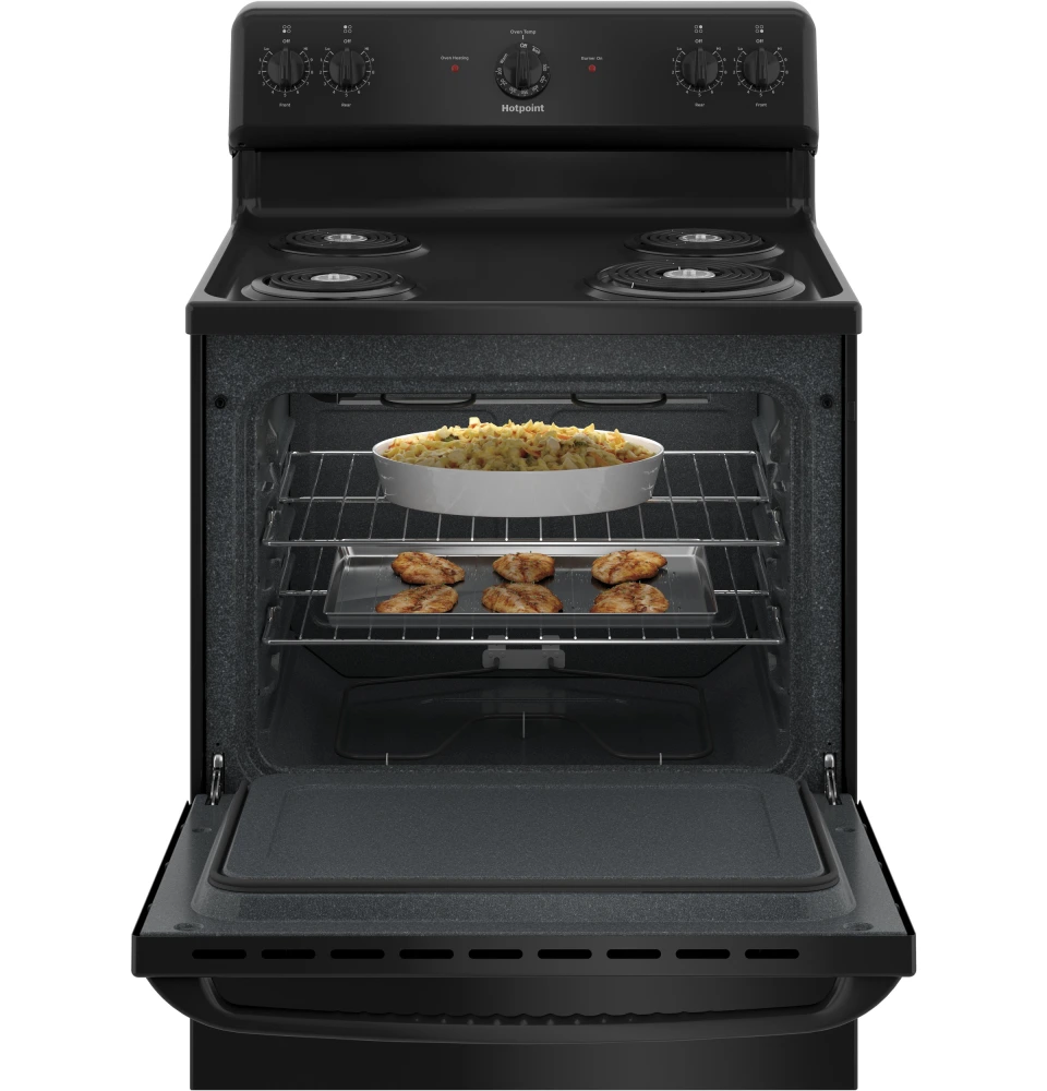 Hotpoint 30 Black Freestanding Electric Range Stewart s TV Appliance