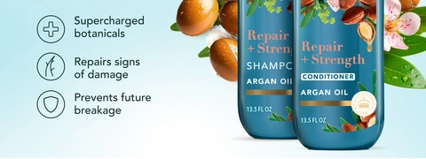 Supercharged botanicals, repairs signs of damage, prevents future breakage
