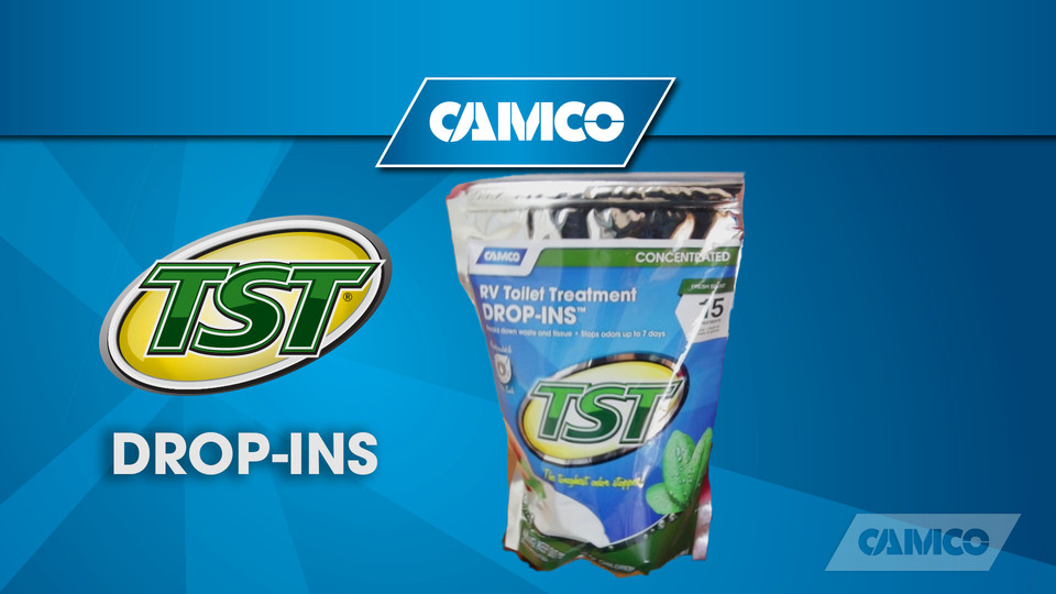 thumbnail video image 2 of Camco TST RV Toilet Treatment Drop-ins, Orange Citrus Scent, 15-Pack (41189), 2 of 9