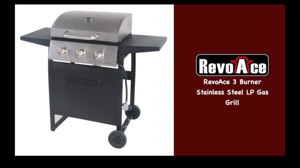 Revoace 3 Burner Space Saver Propane Gas Grill Stainless And Black Gbc1706w 1736