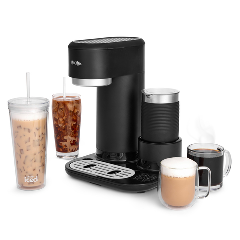 Mr. Coffee 4-in1 Single-Serve Latte, Iced, and Hot Coffee Maker, Black 