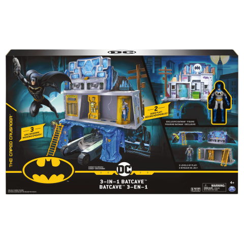 Batman 3-in-1 Batcave Playset with Exclusive 4-inch Batman Action Figure  and Battle Armor 