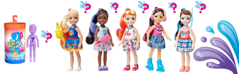 Barbie Chelsea Color Reveal Doll with 6 Surprises: 4 Bags Contain Skirt or  Pants, Shoes, Tiara & Balloon Accessory; Water Reveals Confetti-Print