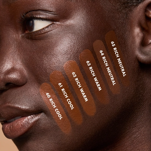 Soft Glam Satin Foundation rich shades on model