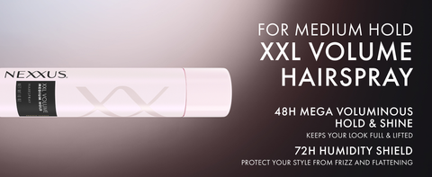 Product bottle with a monochromatic background next to text highlighting its benefits.