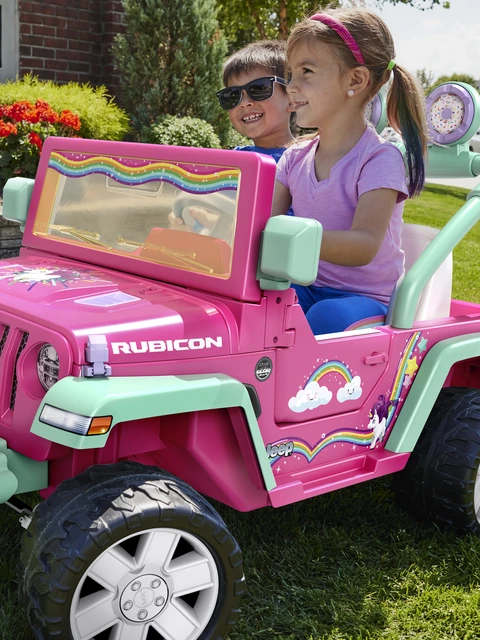 Power Wheels Rainbow Unicorn Jeep Wrangler Ride on Toy 12 V Max Speed 5 mph