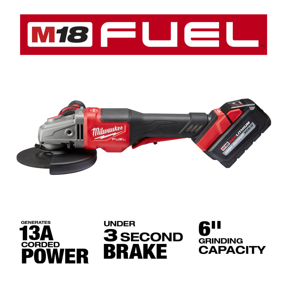 Milwaukee Tool - Cordless Angle Grinder: 4-1/2 to 6″ Wheel Dia, 9,000 RPM,  18V - 10386647 - MSC Industrial Supply