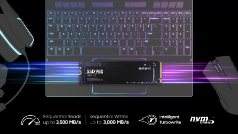 Samsung 980 SSD 1TB M.2 NVMe Interface PCIe 3.0 x4 Internal