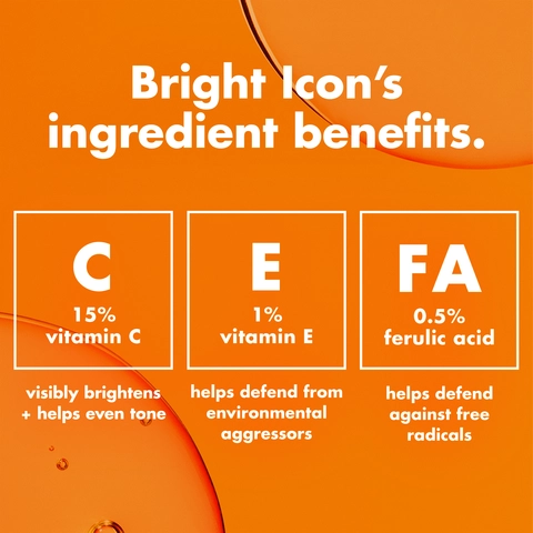Key ingredients image of Bright Icon Vitamin C + E + Ferulic Face Serum