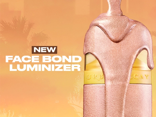 Urban Decay model with Face Bond Luminizer Highlighting drops