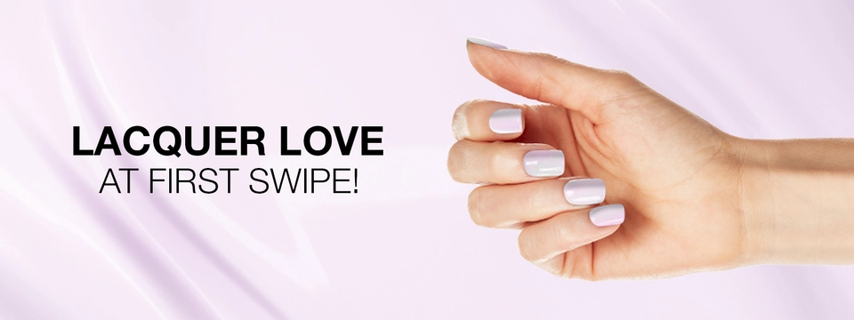 Banner featuring a hand model with polished, manicured nails.
