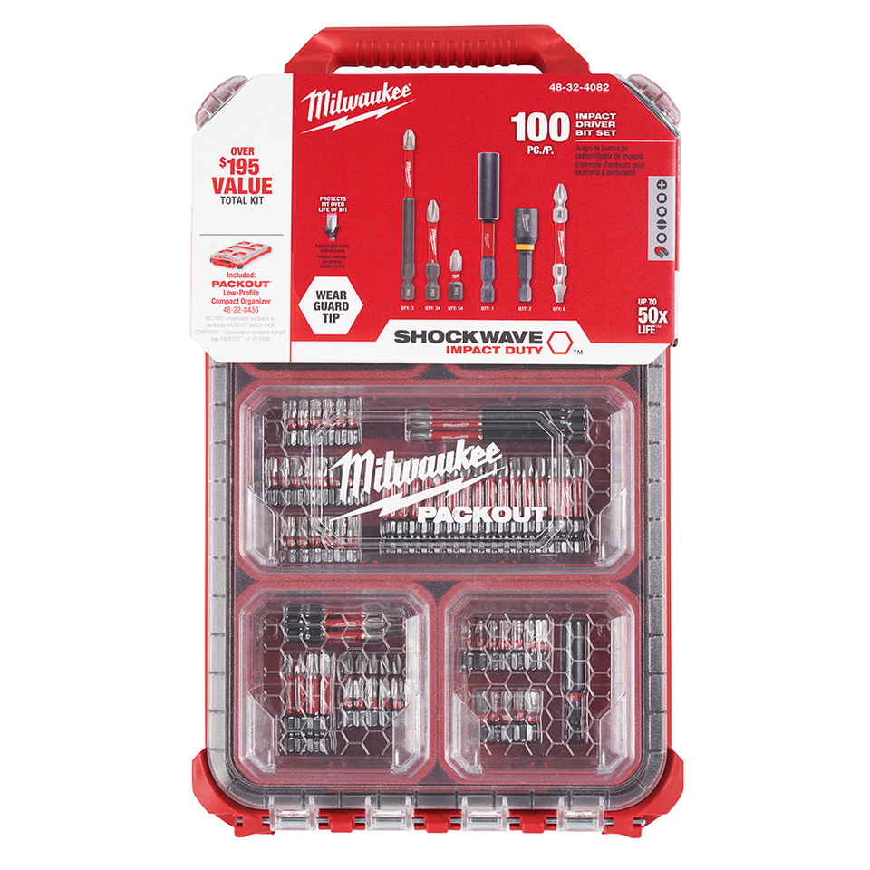 Milwaukee Tool Power  Impact Screwdriver Bit Sets; Set Type: Driver Bit;  Material: Steel; Measurement Type: Inch; Includes: (10) 1″ Square Bits: #1,  #2, #3;(12) 1″ Phillips Bits: #1, #2, #3;(20)