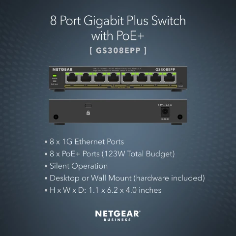 Netgear Plus 8-Port Gigabit Ethernet PoE Managed Switch