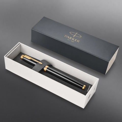 Parker IM Fountain & Ballpoint Pen Gift Set - Gloss Black Gold Trim, 2093216