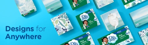 Puffs Plus Lotion Facial Tissue, 2-ply, 124 Tissues/Box, 6 Boxes