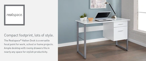 Halton 48 W Computer Desk White ODFN761590 OfficeSupply