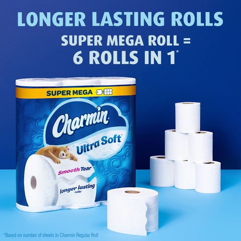 Charmin Ultra Soft Toilet Paper 12 Super Mega Rolls, 366 Sheets