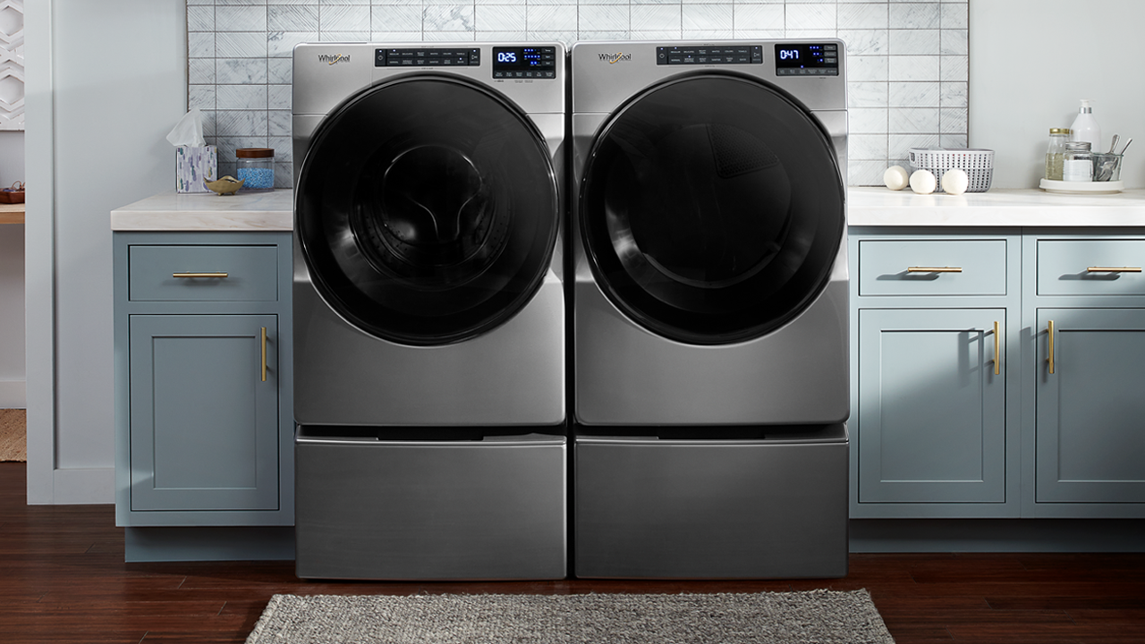 chrome whirlpool washer and dryer