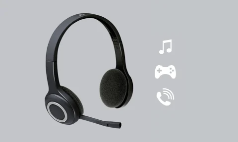 Logitech H600 Wireless Computer Headset Over the Head Black Staples