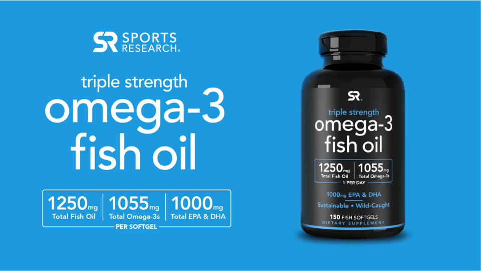 Sports Research Triple Strength Omega 3 Fish Oil 150 Fish Softgels