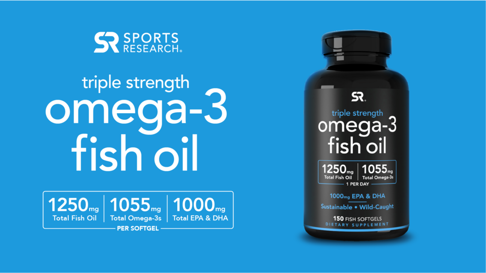 Sports Research Triple Strength Omega-3 Fish Oil, 150 Fish Softgels