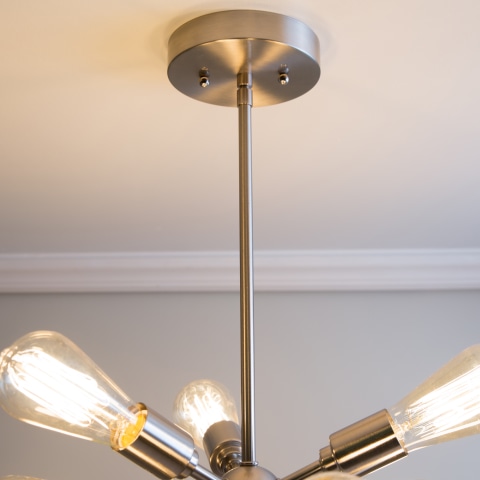 Allen Roth Grayford 9 Light Brushed Nickel Mid Century Sputnik Pendant In The Lighting Department At Com Mid Century Sputnik Pendant Light, Allen Roth Starburst Chandelier Installation