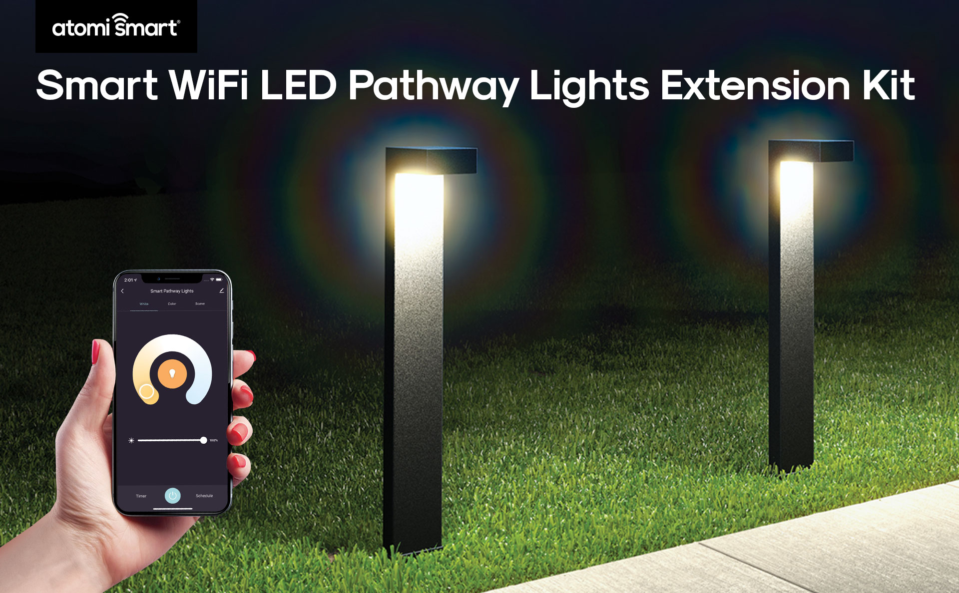 Atomi Smart Wifi LED Pathway Lights, 2pack Extension Kit Homesmartcamera