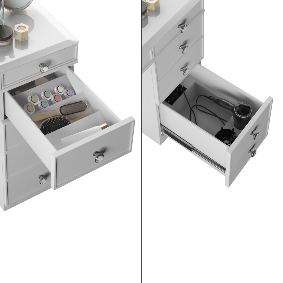 Tresanti Alexandra Double Pedestal Vanity Table with LED Lighted Mirro