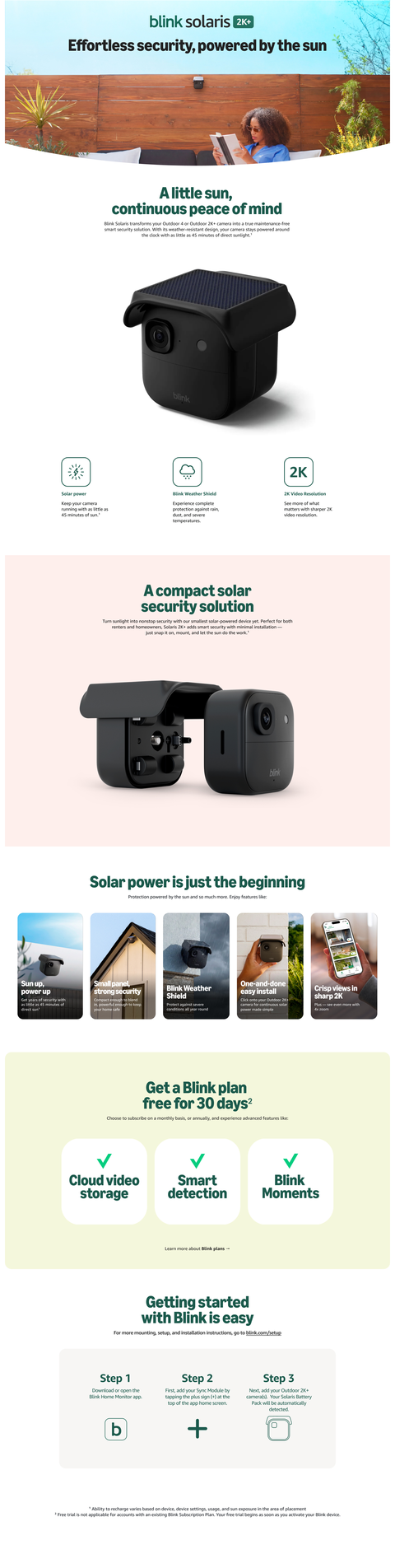 Blink Solaris 2K+ Solar powered wireless smart security camera