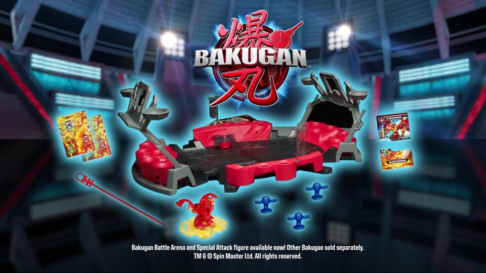 thumbnail video image 3 of Bakugan Battle Arena Playset with Special Attack (Spinning) Dragonoid Action Figure, 3 of 12