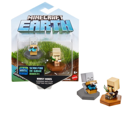 Minecraft Boost Minis Hoarding Skeleton & Crafting Villager Figure 2-Pack  (Smart NFC Chip)