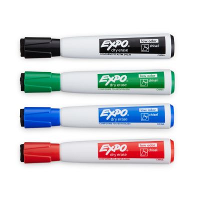 Expo - Black, Blue, Red, Green & Plum Low Odor Ultra Fine Tip 4 Pack Dry  Erase Markers - 57433385 - MSC Industrial Supply