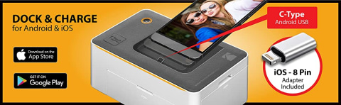 Kodak Dock Plus - Impresora fotográfica instantánea portátil de 4 x 6  pulgadas, compatible con dispositivos iOS, Android y Bluetooth, foto real a  todo