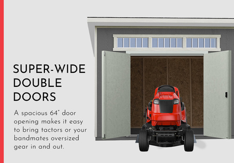 Super wide 64&quot; double doors make it easy to bring things in and out.