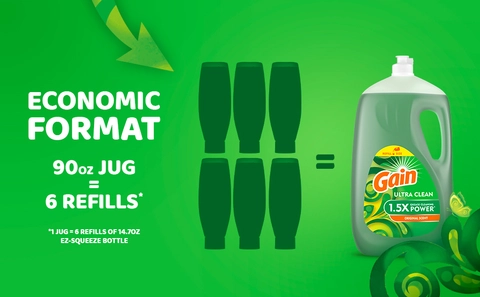 Economic Format: 90oz JUG = 6 Refills