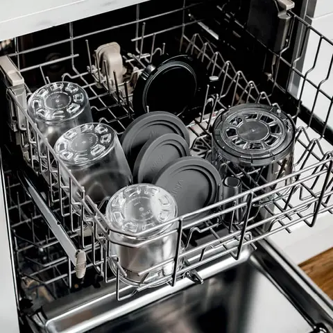 All parts are easy to hand-wash. The pints, lids, and blade are top-rack dishwasher safe.